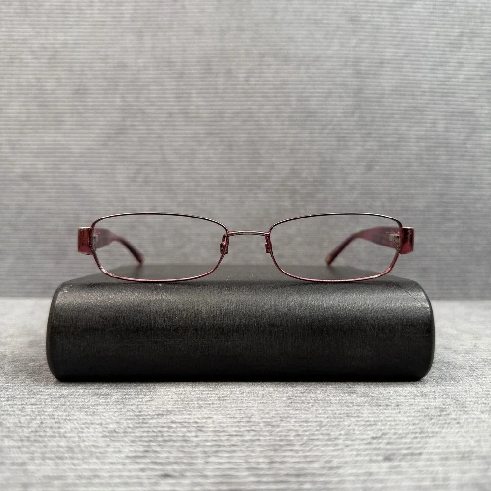 Bebe Burgundy Metal Rectangular Y2K Eyeglasses Purple Crystal Embellished Frames